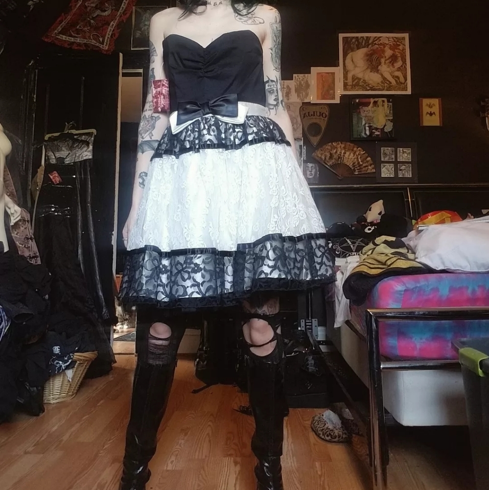 🖤🎀Y2K Jessica McClintock Gunne Sax Lace Mini Dress🎀🖤